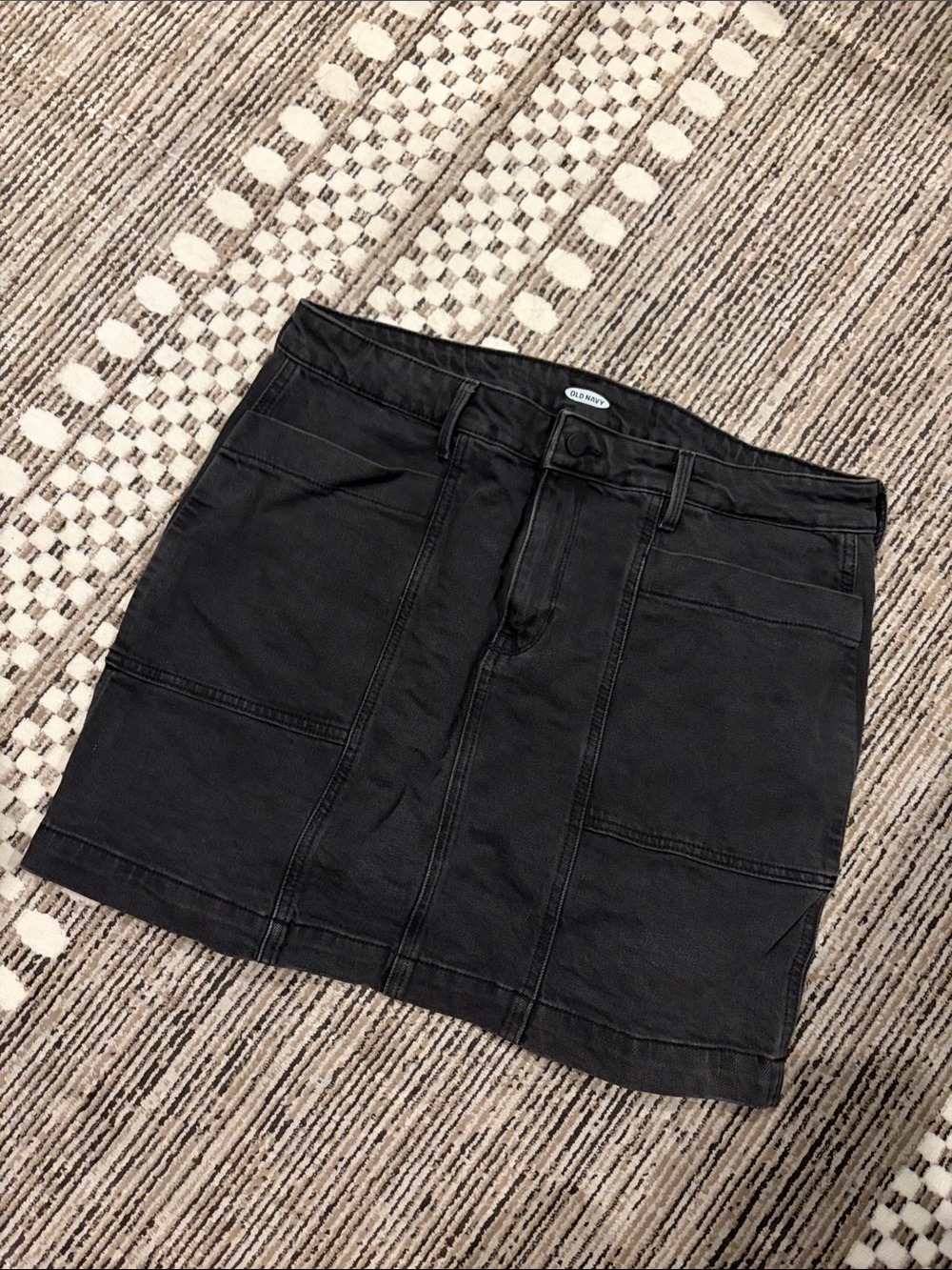 Old Navy Black Denim Panel Mini Skirt